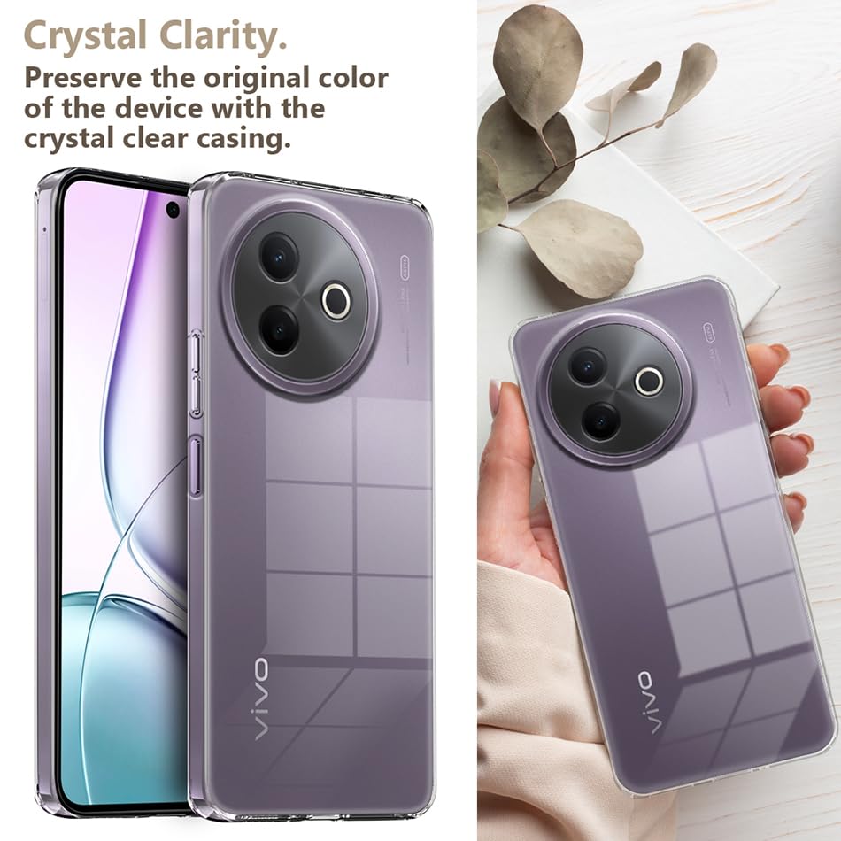 Image of Fashionury Crystal Clear Case for Vivo Y39 5G | Yellowing Resistance | Transparent TPU Silicone | Raised Camera Lips | Slim Transparent Cover