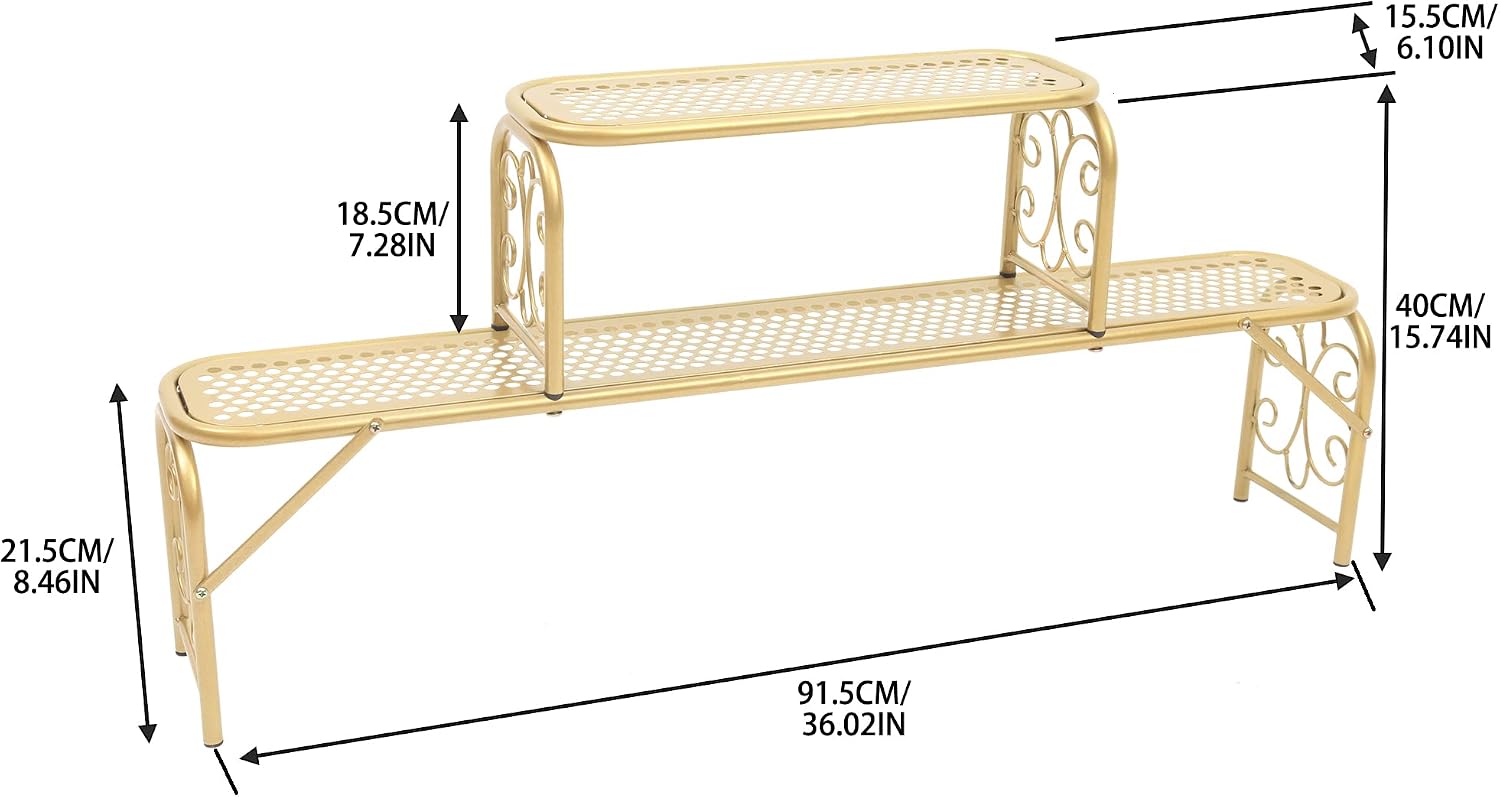 HOMEFORT Scroll Over The Sink Shelf Kitchen, Metal 2-Tier Storage Rack for Kitchen Accessories, Multi-Purpose Shelf for Top of Sink,36.02" W x6.10 D x15.74 H
