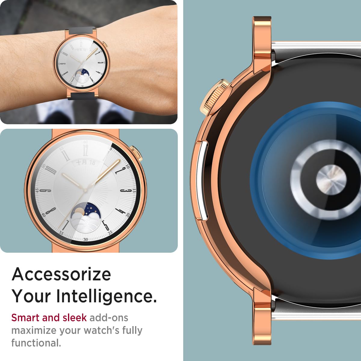 Coque Protection Huawei Watch GT4 41mm Miimall | 2 Pack TPU + Verre Trempé | Transparent Et Argent
