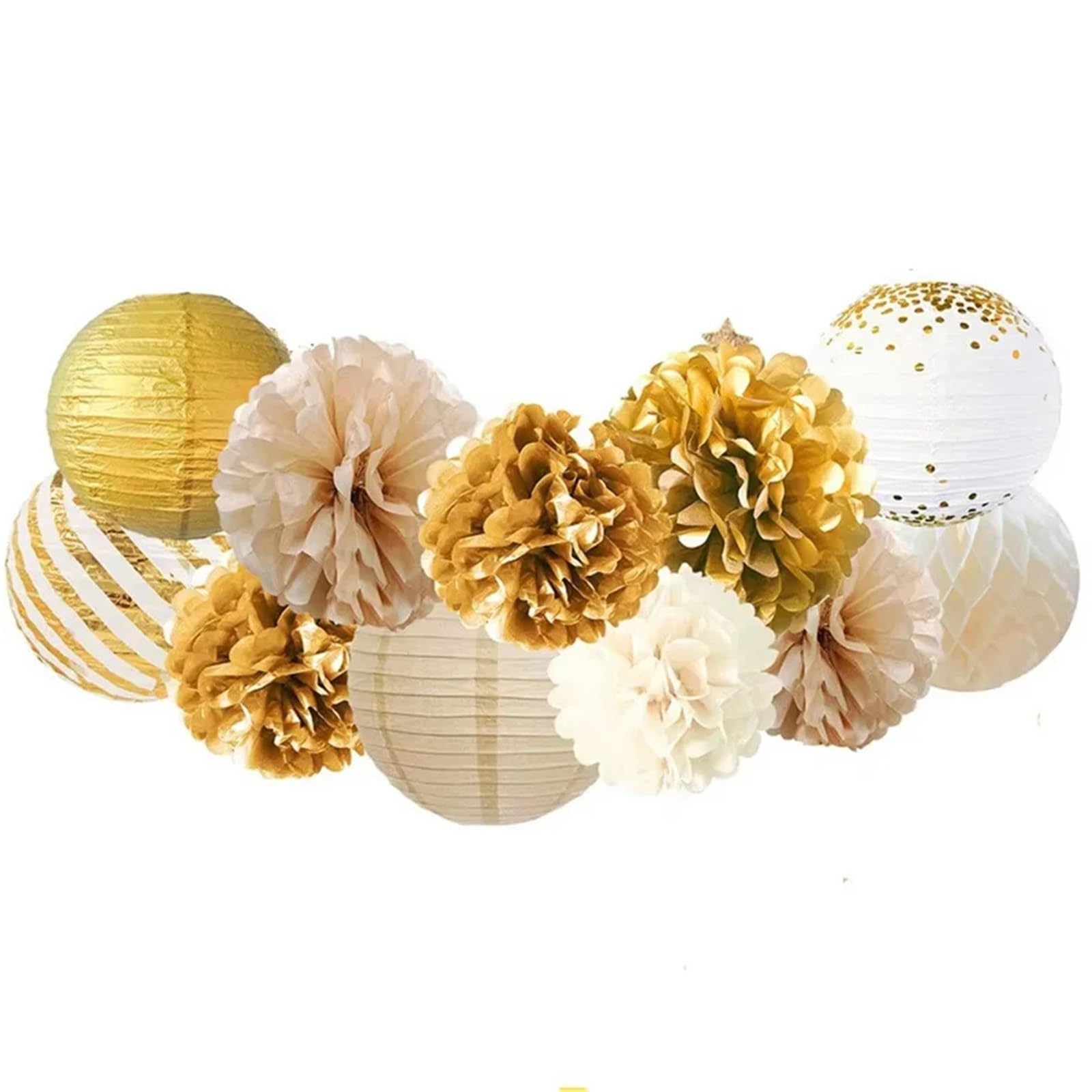 Pompones Decoracion 11 linternas de bolas panal