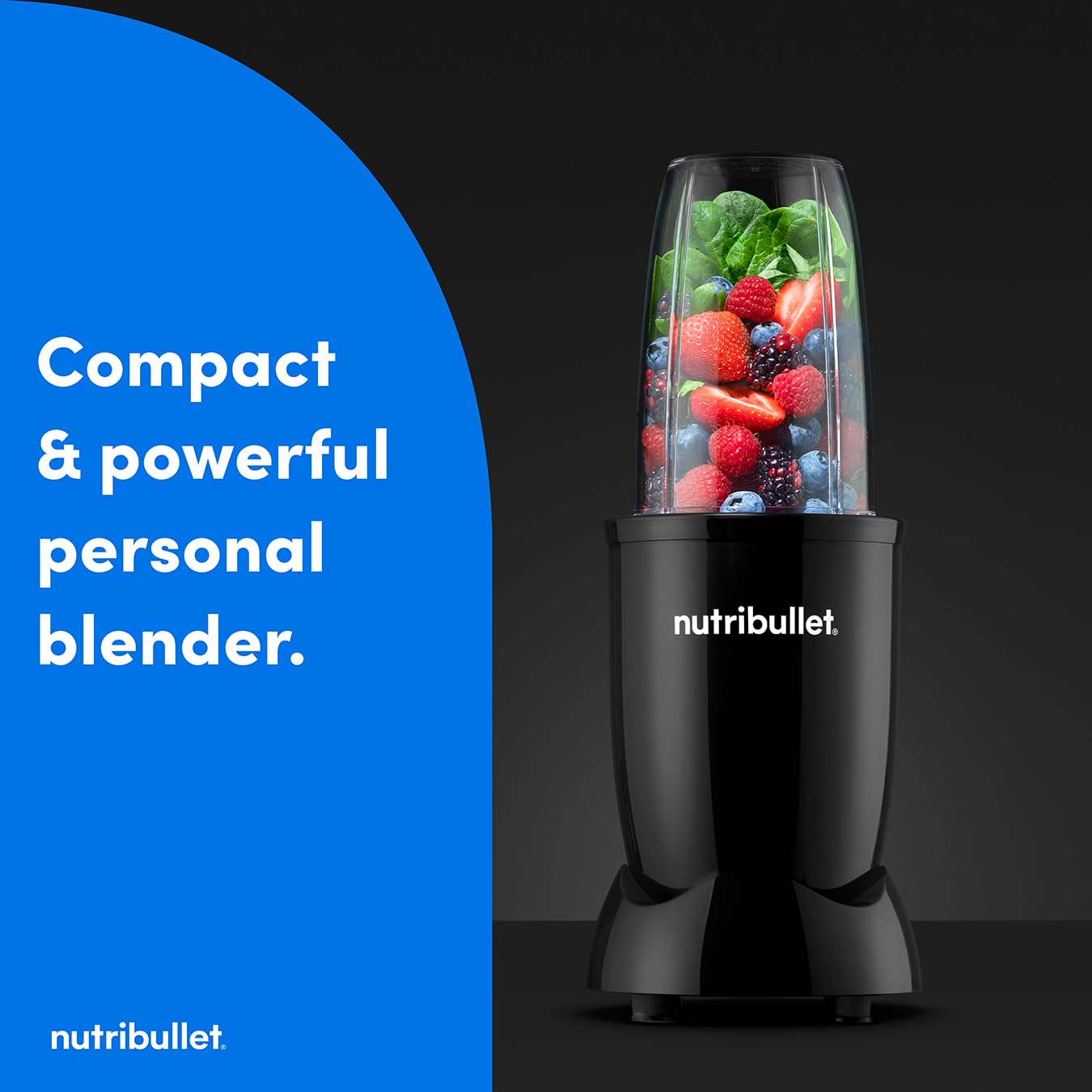 nutribullet Blender 600 Series 7 Piece Kit Black - Powerful 20,000 RPM Extractor - Blends Frozen Fruit, Nuts & Ice - 1 Tall Cup, 1 Short Cup, 1 Handled Ring & 1 Lid - Personal Smoothie Maker