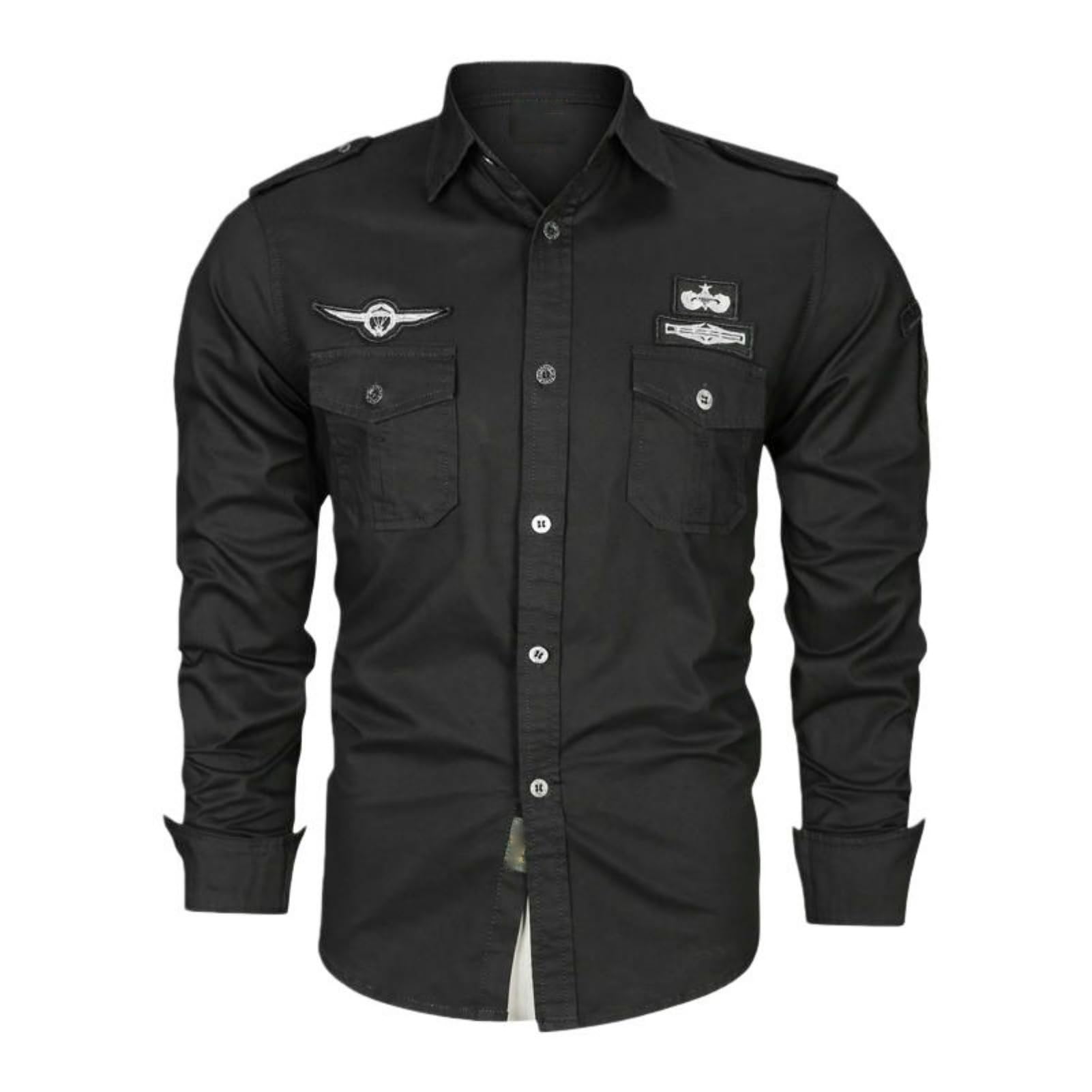 Camisa de trabajo de manga larga para hombre, ajuste holgado para ropa de exterior