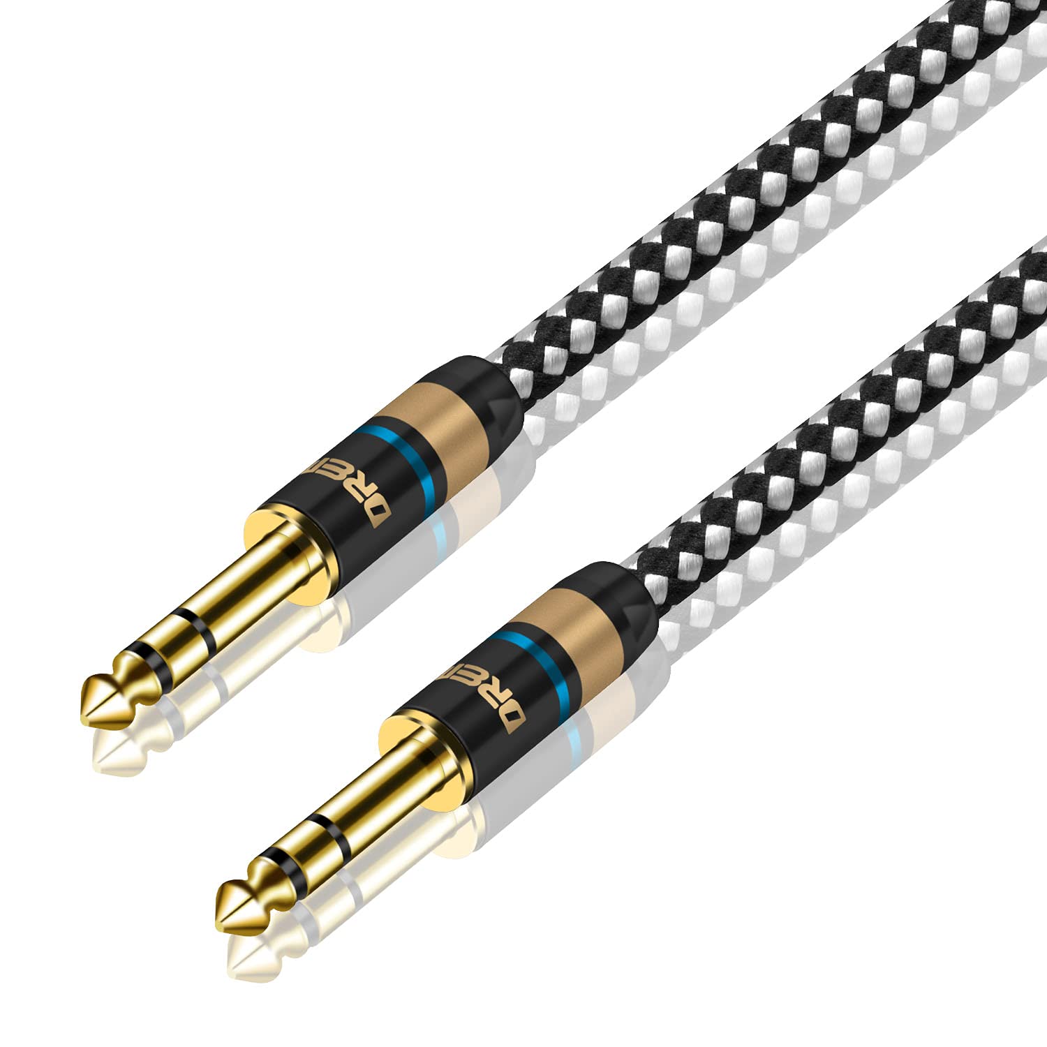 Photo 1 of 2pck so fDREMAKE Jack 6.35mm 1/4 Inch Balanced Guitar Audio Cable, 6FT TRS 1/4 Inch Male to 1/4 Inch Male Guitar Amp Cord for Keyboard, Acoustic Guitar, Decoder - Black/White Tweed 3FT/1.0M 1/4 TRS - Black&White