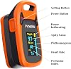 Oxímetro de pulso de dedo con pletismógrafo e índice de perfusión, incluye estuche de transporte, pantalla OLED grande digital, monitor de saturación de oxígeno en sangre y frecuencia cardíaca (color: rojo-naranja) 2