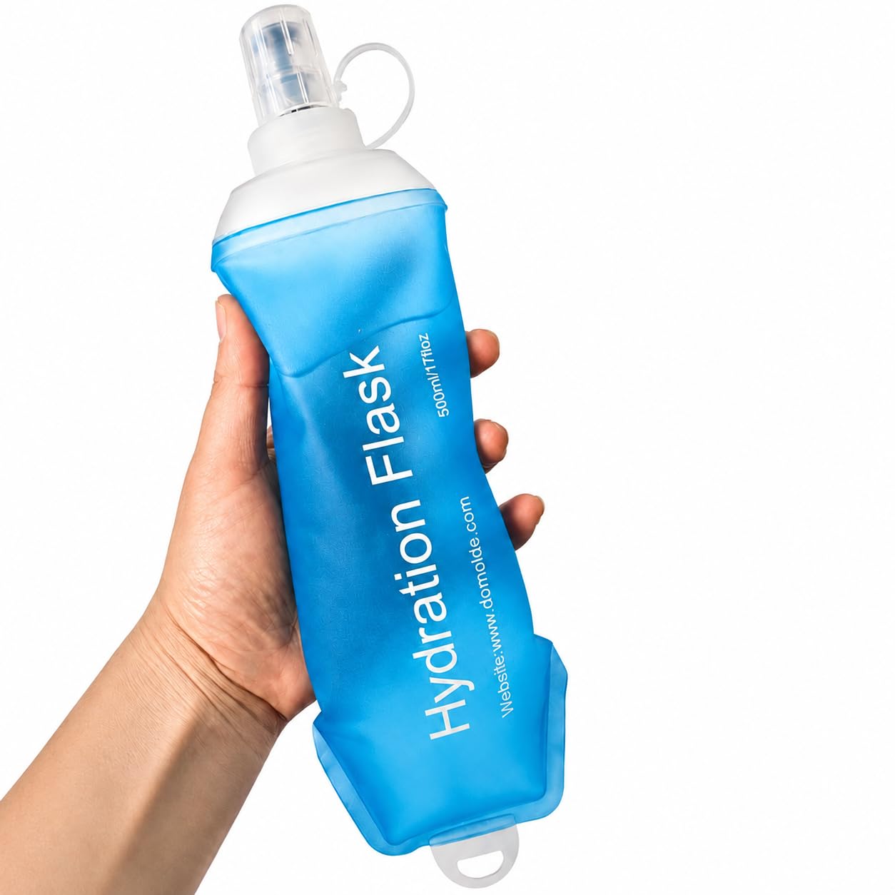 Collapsible Water Bottle Soft Flask for Running Vest, 500ml Foldable Squeeze Bottle for Hiking, Flexible BPA Free TPU Running Flask with Leak Proof Bite Valve, Lightweight Reusable Sports Gear
