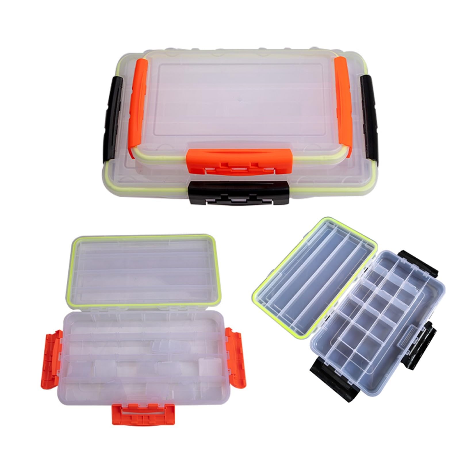 RAHBI Angelgerät-Box, wasserdichte Kunststoff-Köderbox, hochfeste Angelgerät-Zubehör-Aufbewahrungsbox, Hakenbox Leisurely (Color : Black 27 * 17 * 5mm)