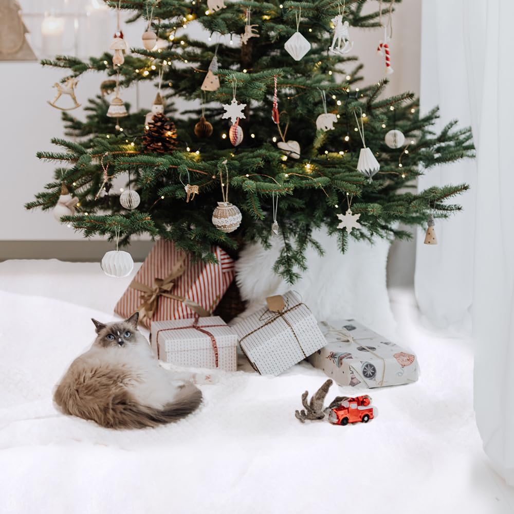 Tapis De Neige Artificielle 90x240 Cm - Décoration Noël Hiver, Polyester Blanc - 2