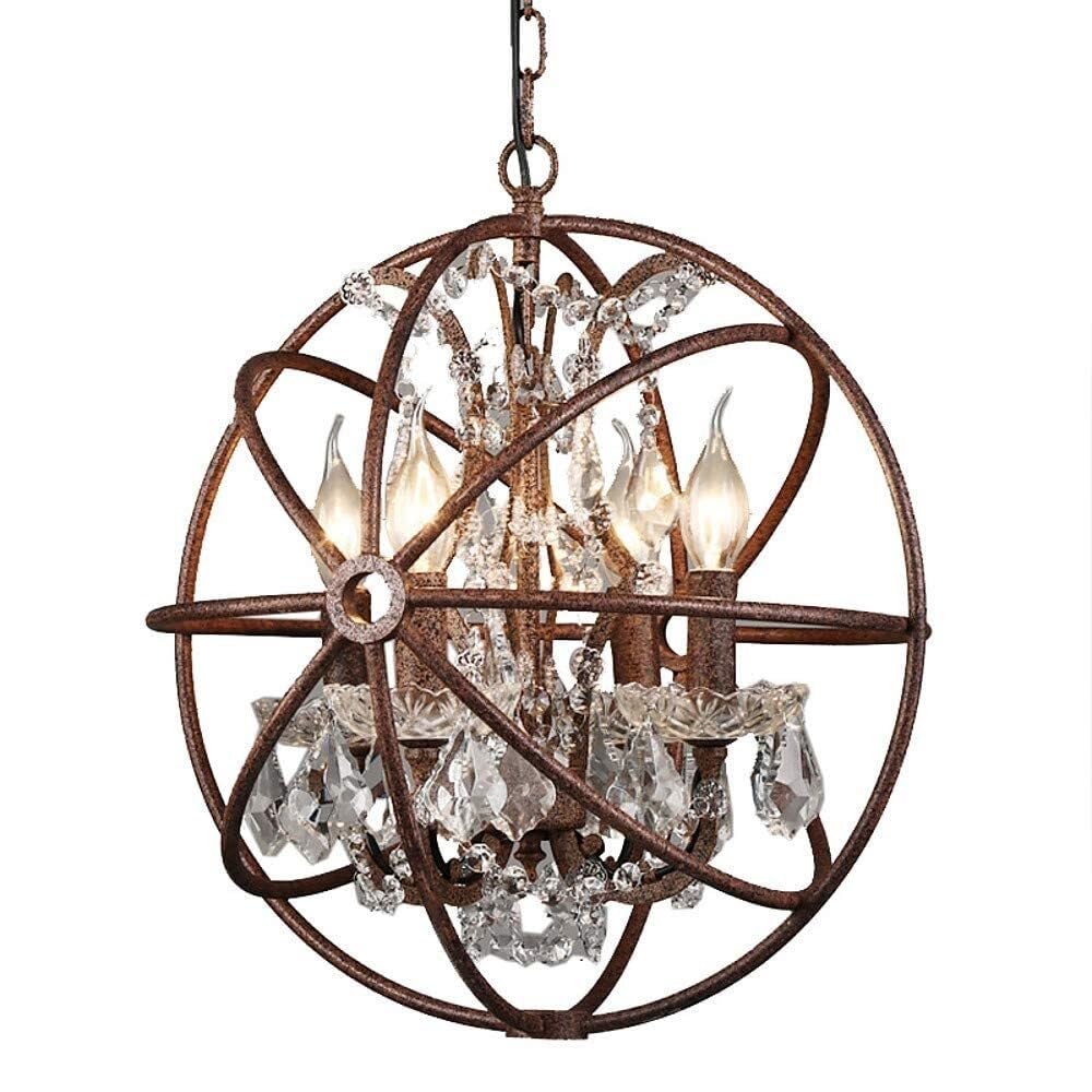 Lustre américain rétro de style rustique industriel avec suspension globe rouille - 8