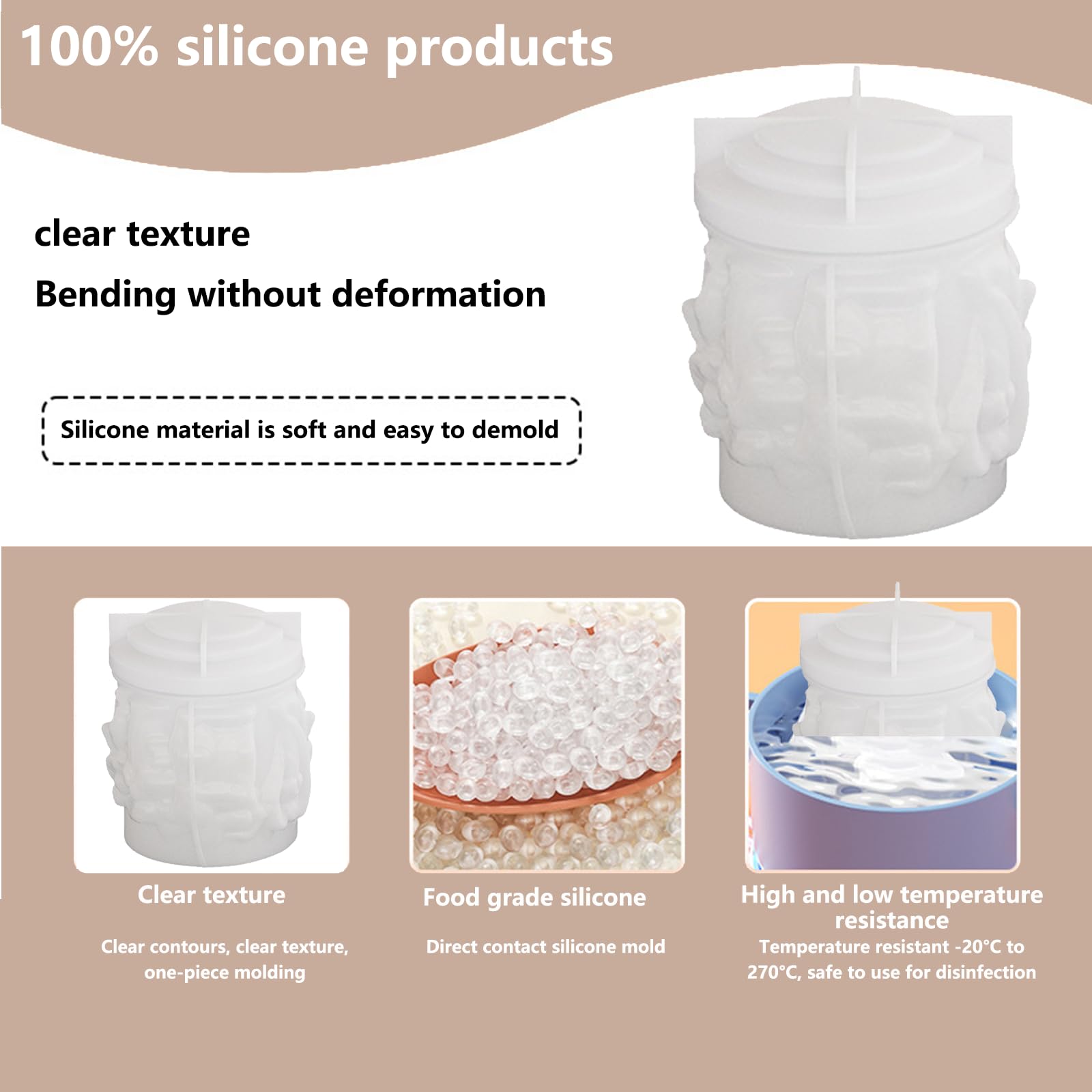Moule Silicone Pour Pot De Bougie Ange En Relief - Pour Plâtre, Ciment, Résine, DIY