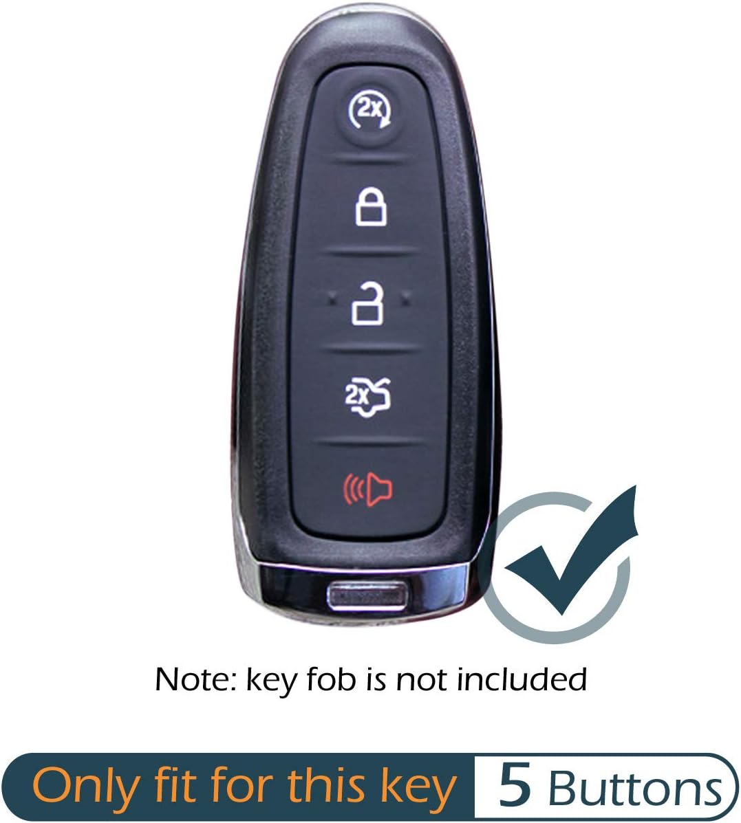 GFDesign 2 Pcs Silicone 5 Buttons Key Fob Cover Remote Case Keyless Protector Compatible with Ford C-Max Edge Escape Expedition Explorer Flex Focus Taurus Lincoln MKS MKT MKX Navigator M3N5WY8609