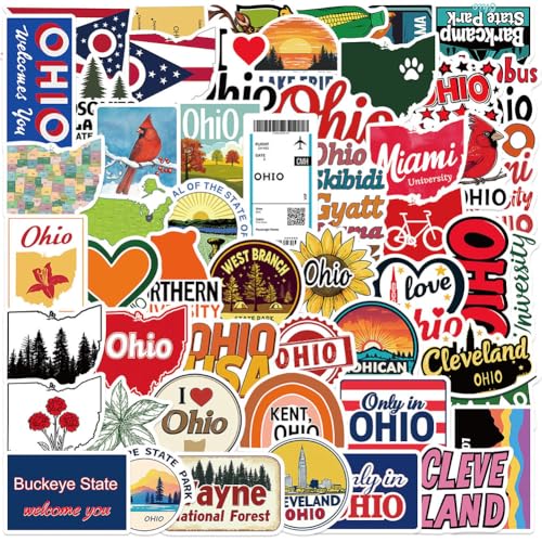 54Pcs Ohio Stickers Buckeye State Waterproof Vinyl Decals