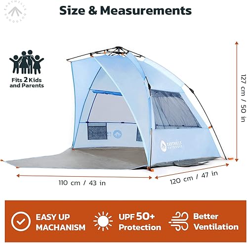 Miniatura 3 de Refugio tienda solar para playa y aire libre Easthills, porche extendido con cierre incluido, Azul