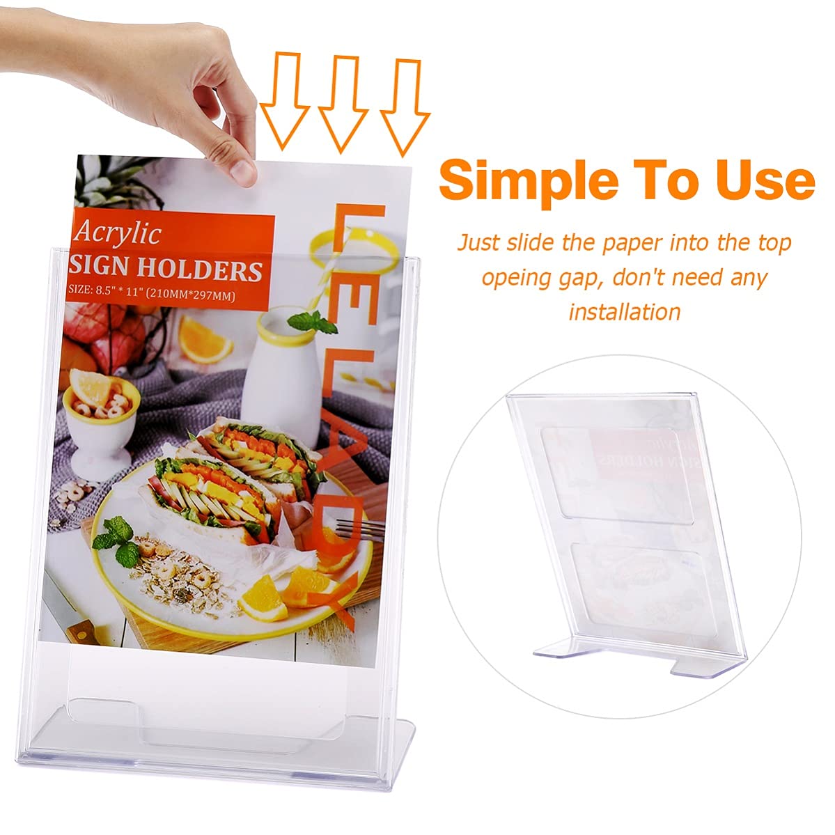 5 x A4 Acrylic Sign Holders Menu Holders Lean to Perspex Leaflet