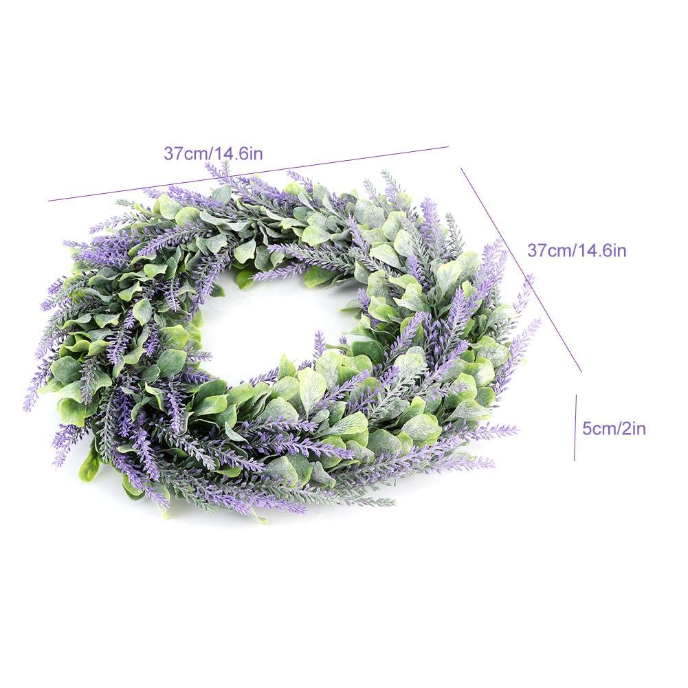 Guirlande Lavande Artificielle Buachois - 28cm - Couronne Ferme Décorative - Décoration Mur, Porte, Mariage