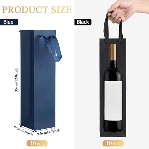 Miniatura 9 de Fumete 20 bolsas de vino de 3.7 x 3.5 x 13.8 pulgadas, bolsas de regalo de vino a granel, bolsas de regalo de papel con asas, bolsas de regalo de