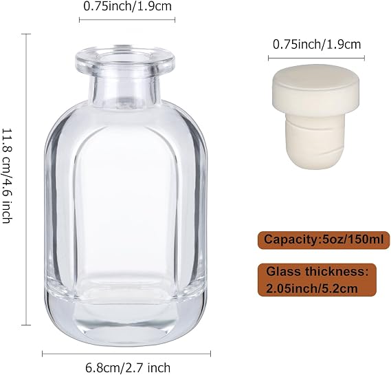 Reed Diffuser Bottle 2 PCS 5oz/150ml Glass Clear Diffuser Bottles