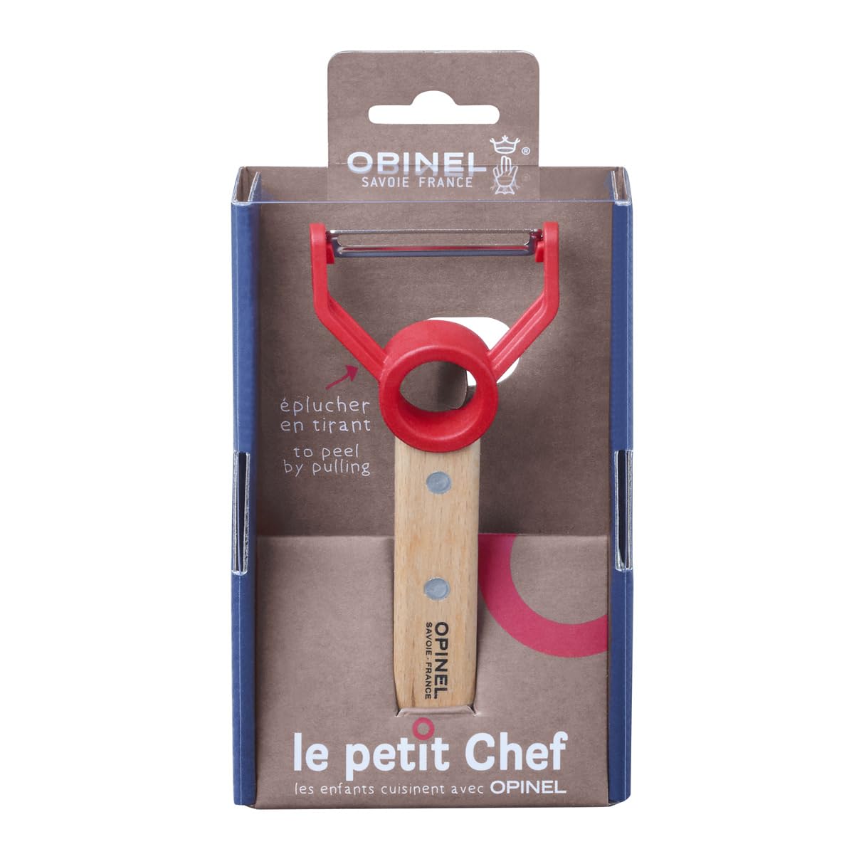 Opinel Le Petit Chef, Kinder Sparschäler, Rostfrei, Edelstahl, Buchenholz, Rot, M