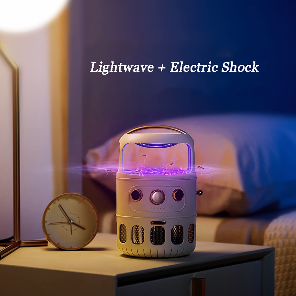 Lámpara antimosquitos - Asesino de Mosquitos para el hogar y el Lugar de Trabajo - Asesino de Mosquitos biónico de Onda de luz Tipo Descarga eléctrica, Control físico de Mosquitos (Negro)