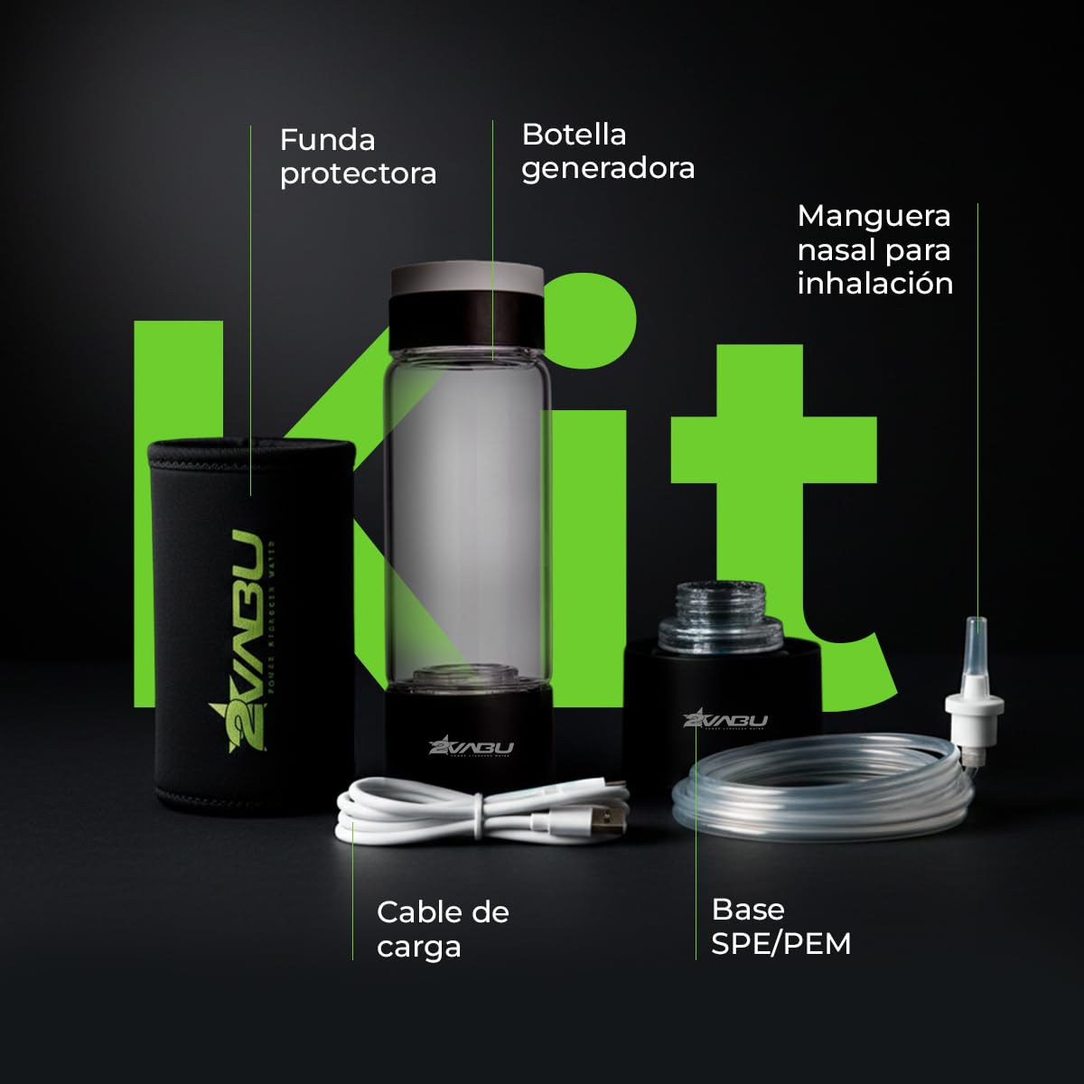 Botella de Agua Hidrogenada – 1400 PPB de Hidrógeno Molecular – Tecnología SPE/PEM de Alta Pureza – Incluye Funda Protectora - Auto limpieza Membrana - 400 ml (Molecular Sport)