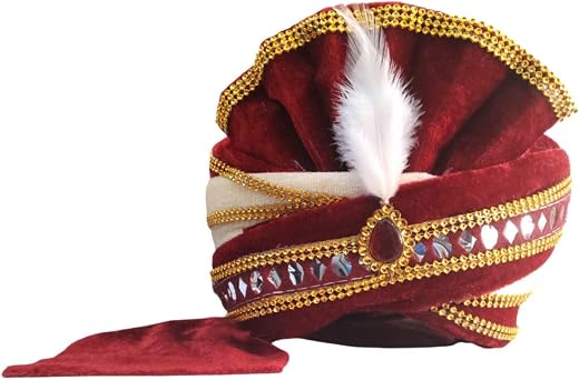 BookMyCostume Synthetic Maroon Indian Dulha Pagdi Indian Wedding Turban For Kids 2-10 Years