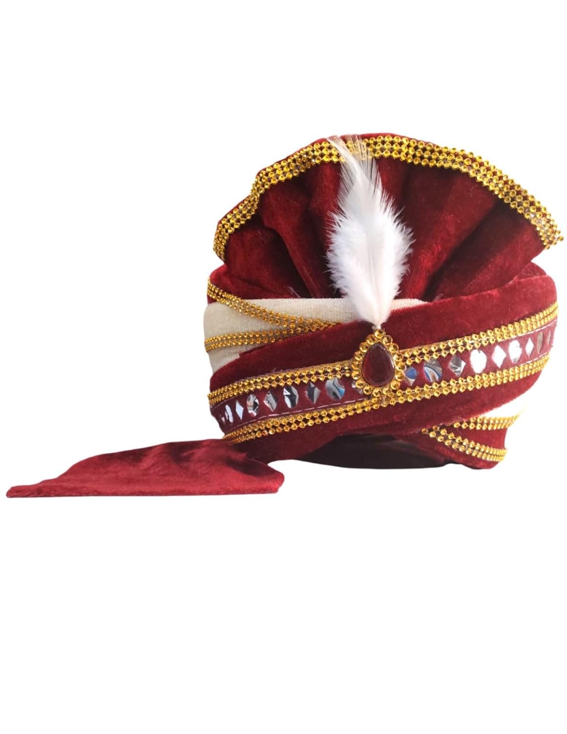 BookMyCostume Maroon Indian Dulha Pagdi Indian Wedding Turban For Kids 2-10 Years