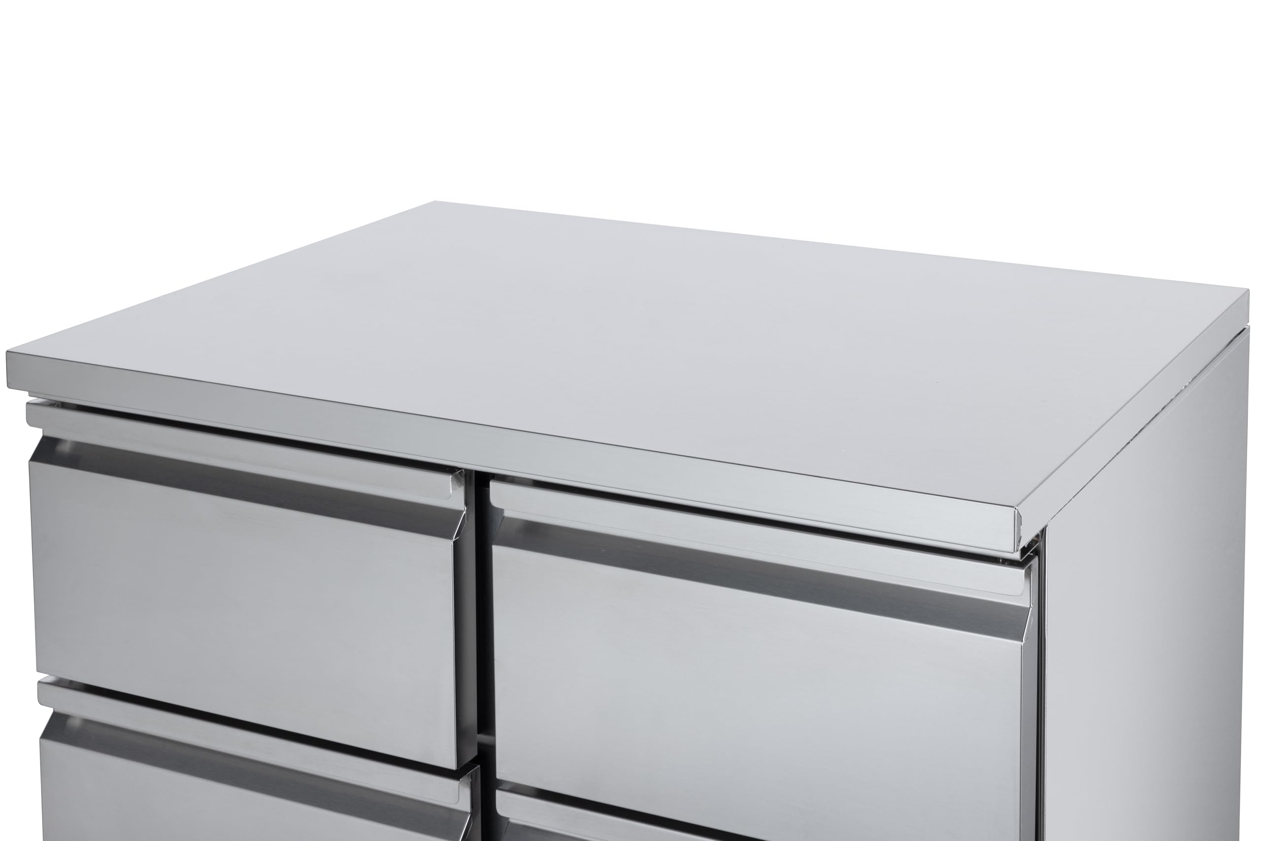 METRO Professional Banco Refrigerato GDS3600, in acciaio inox, 97 L, tavolo da lavoro, raffreddamento a ventola, con serratura, 220 W, 4 cassetti, argento