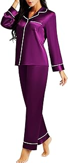 Womens Silk Satin Pajamas Purple