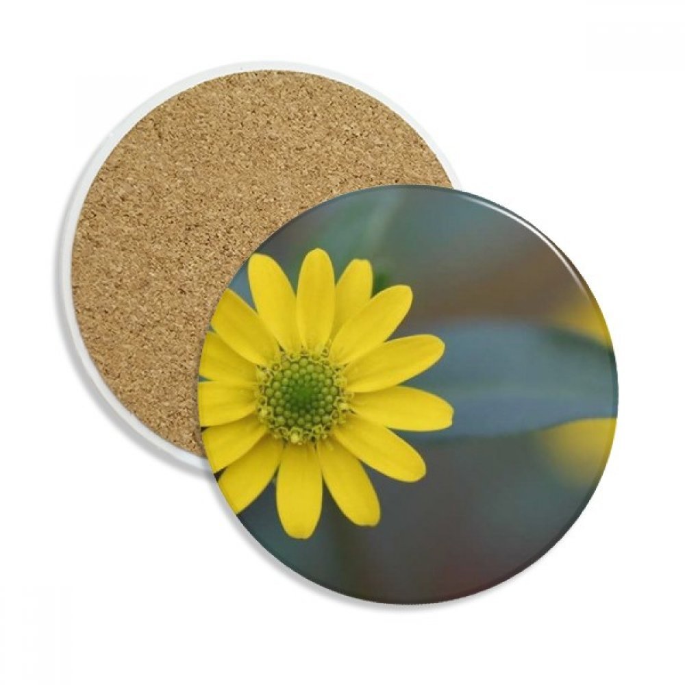 Coaster en céramique fleurs jaunes chrysanthème dessous de verre absorbant pour tasse