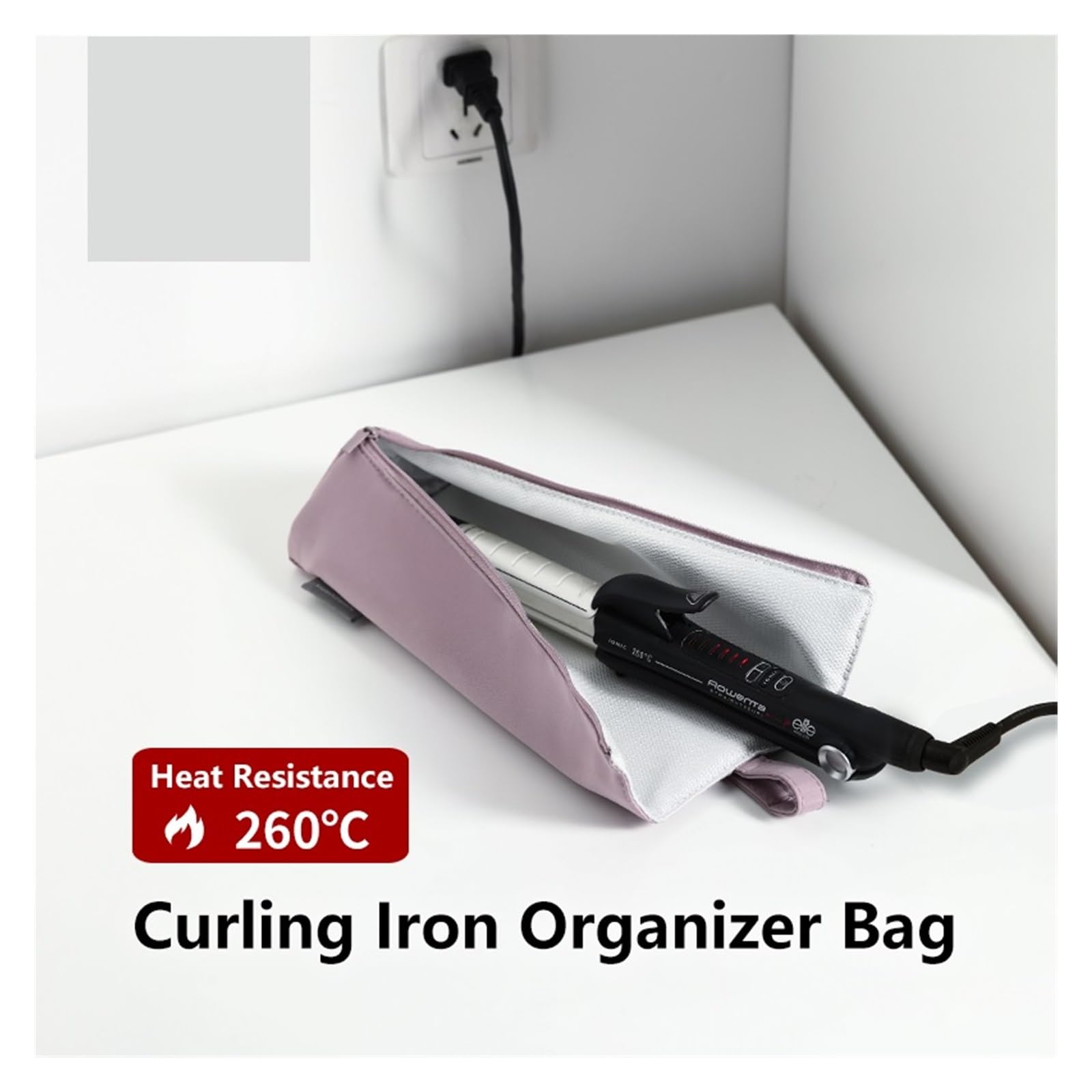 Custodia per Asciugacapelli Porta Ferro arricciacapelli Resistente al Calore da Donna, Ferro arricciacapelli, Custodia da Viaggio, Borsa Organizer(Purple)