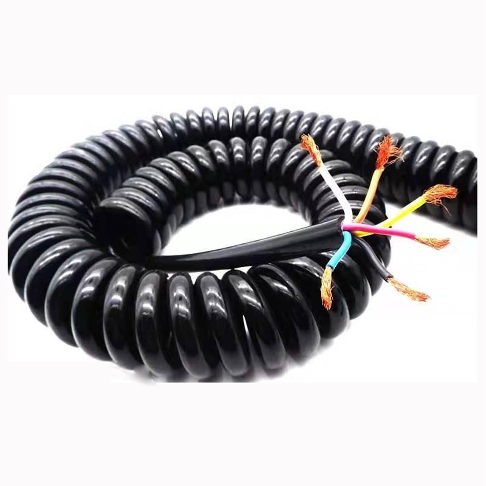 Kabel spiralny teleskopowy, Kanał 24AWG, 6-żyłowy, spiralny, teleskopowy kabel połączeniowy 0,2 mm²,5-7,5 metra(5meter)