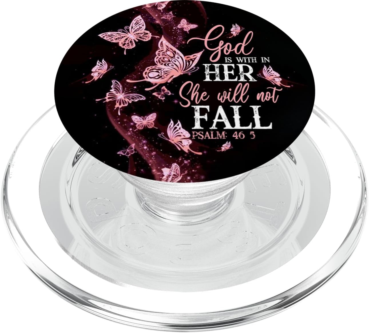 Christian God is Within Her She Will Not Fall 46:5 Butterfly PopSockets PopWallet for MagSafe