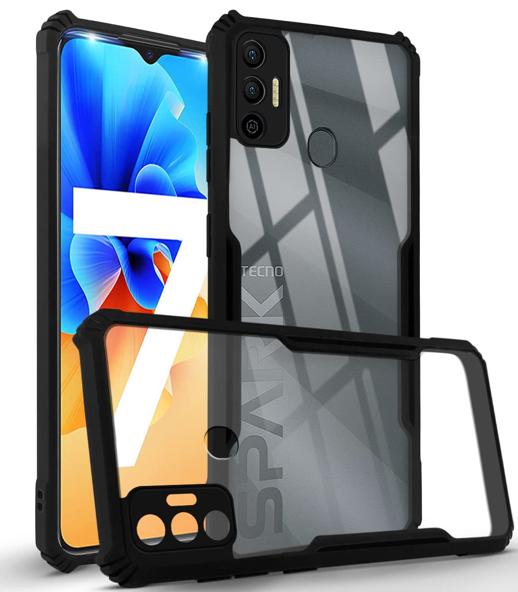 Jkobi Hard PC Crystal Bumper Shockproof Back Cover Case for Tecno Spark 7 | 7T with Camera Protection (Matte Black) (B09BBBQ5C8) Amazon Price History, Amazon Price Tracker