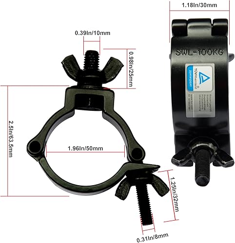 Vista 3 de Abrazadera de truss Heavy Duty 2 pulgadas O Stage Light Hook Abrazadera/Luz de cabeza móvil Par Luz Foco Kit de truss / Acabado de aleación de Negro