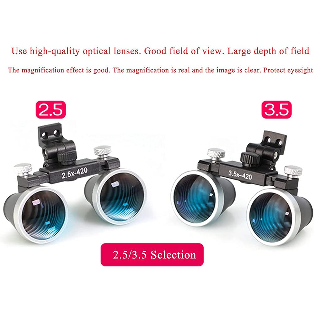 Dentist Lupenbrille Mit Licht Werkzeuge Fachmann Betrieb Binokular Lupen Surgical Brillenlupe Für Zahnarzt Kopf Montiert Loupes Optisches Glas Verwendung Der Kosmetischen Chir(Size:2.5X,Color:Schwarz)