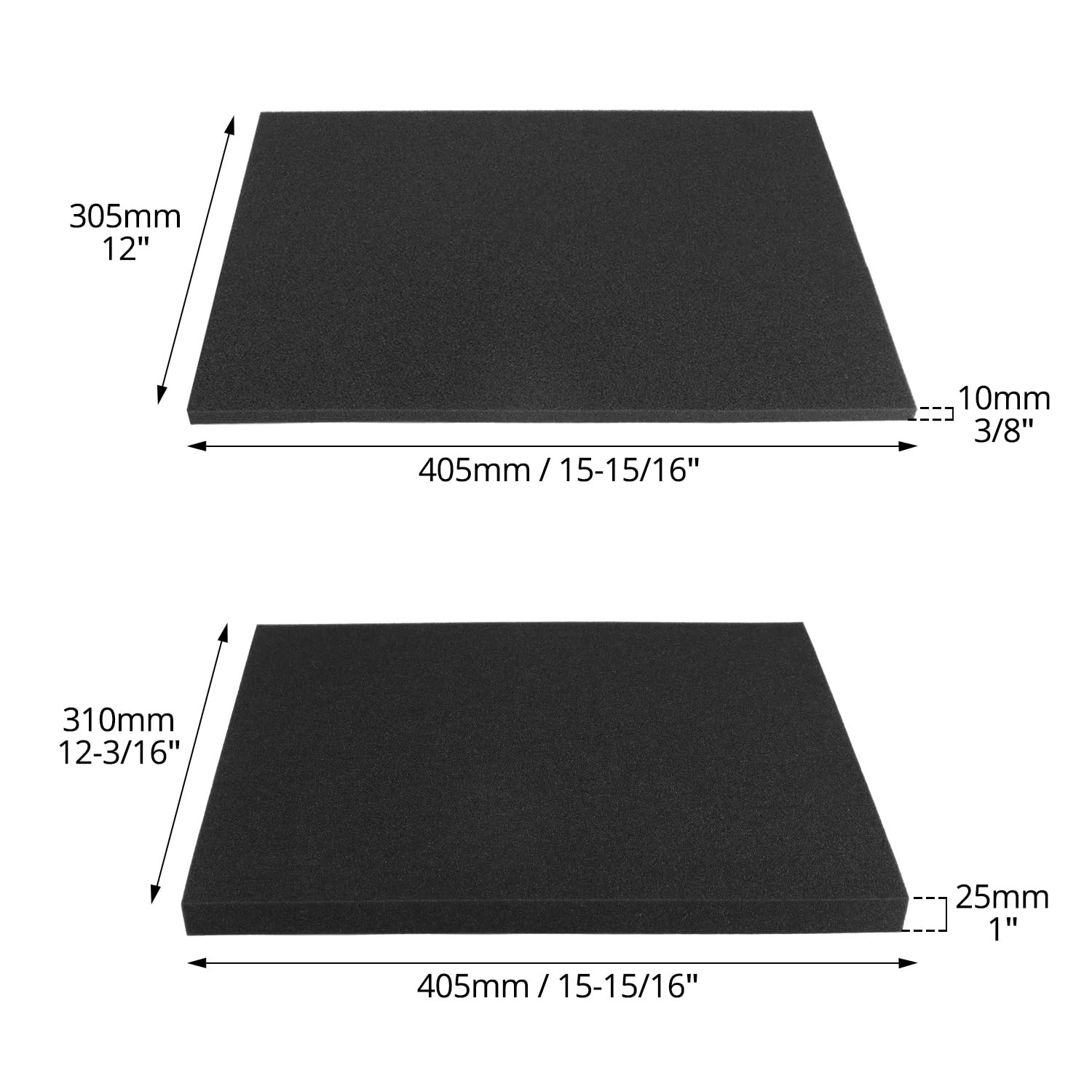 QWORK® espuma precortada 400 x 300 x 25 mm + 400 x 300 x 10 mm 4 piezas para herramientas