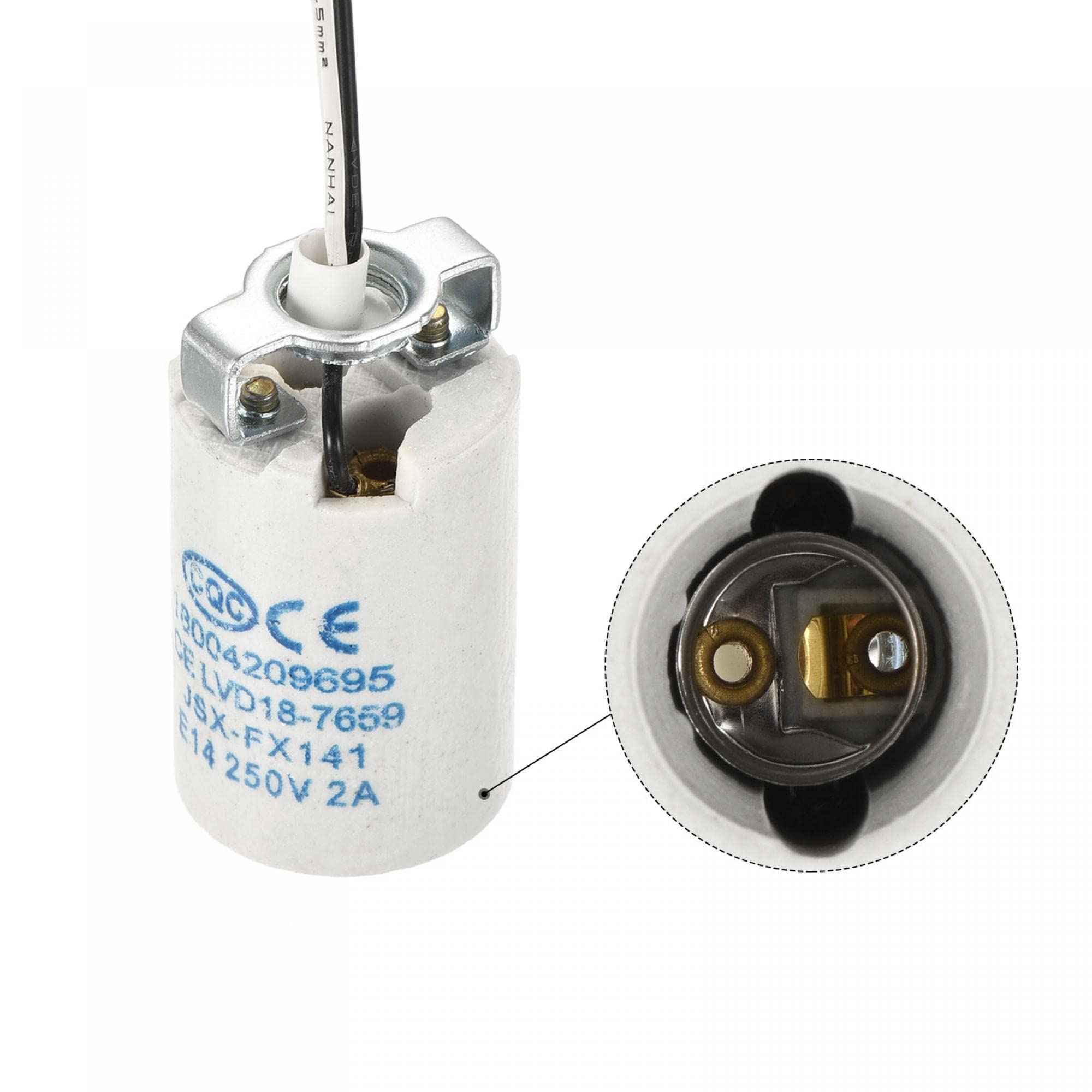 3 Stück E14 Lampenfassung Schwarz - Kunststoff Fassung Mit M10 Gewinde