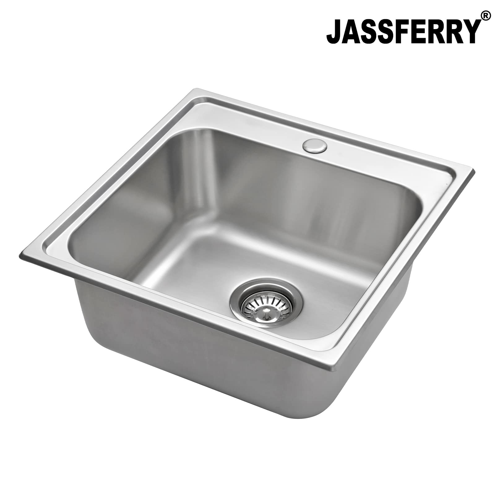 JASSFERRY Lavello da cucina Vasca singola in Acciaio Inox Spazzolato, incasso Lavandino, con set di rifiuti