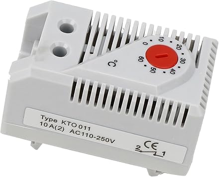 Mechanical Thermostat, 0-60C Adjustable Temperature Controller Switch, Normally Close NC, 110V-250V, DIN Rail Mount, for Heater and Cooling Equipment