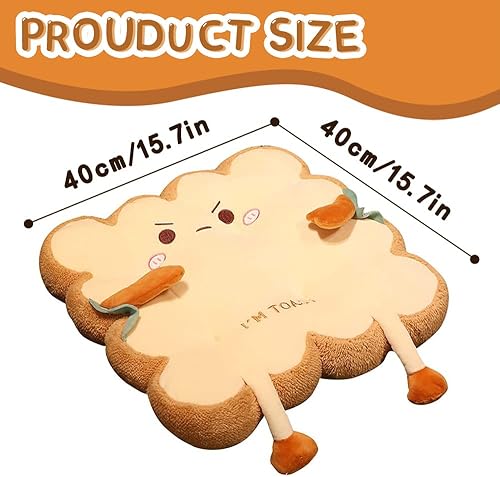 Miniatura 2 de Cojín de pan tostado con expresión agraviada, cojín de felpa Kawaii divertido de peluche para oficina, dormitorio, asiento, cojín de felpa regalo
