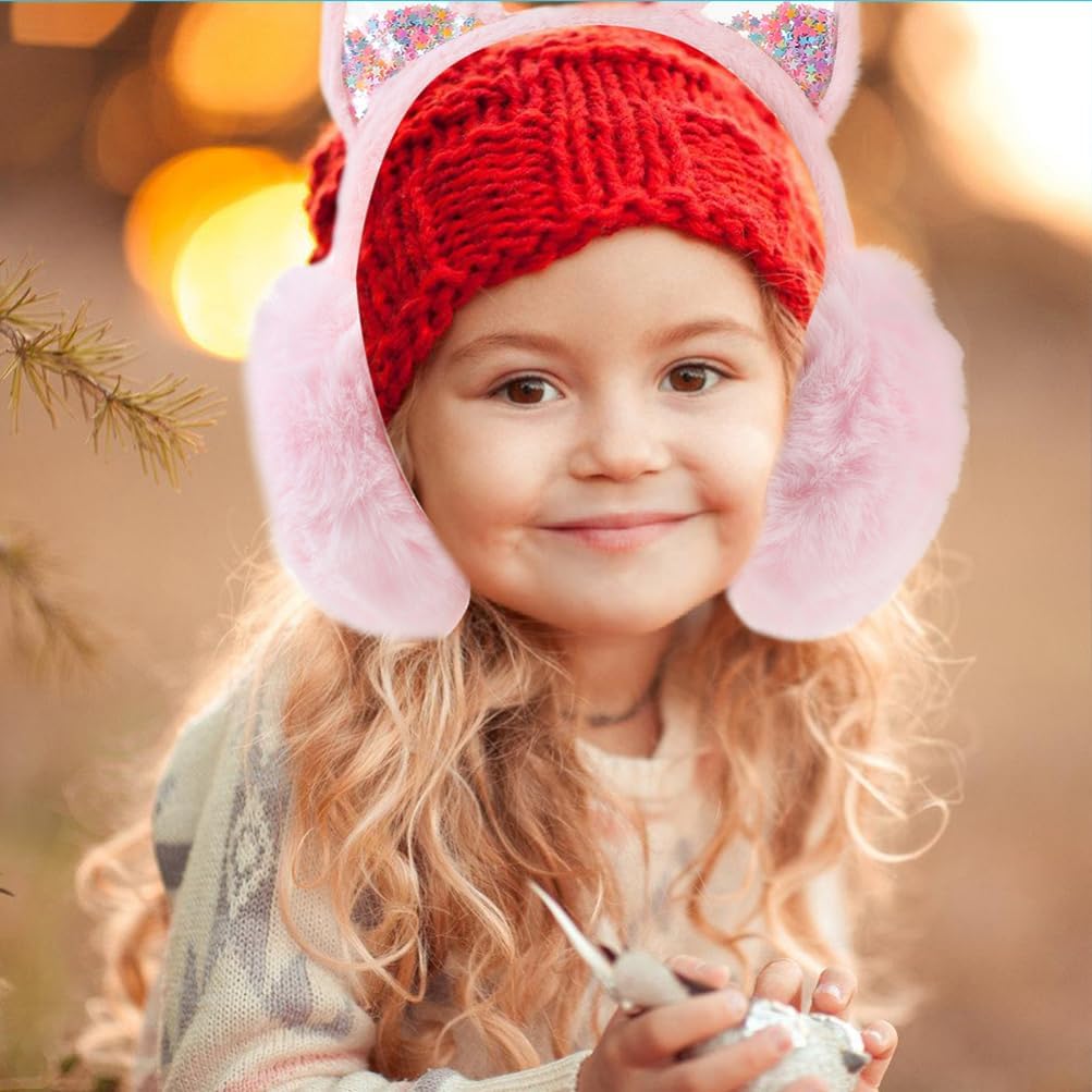 2pcs Plush Ear Covers for Boys and Girls Earmuffs Soft Fleece Lining and Warm Ear for Cold Weather Outdoor Activities