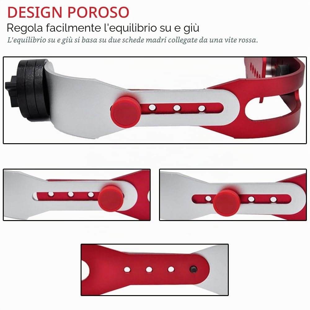 AFUNTA Pro Handheld video della telecamera stabilizzatore costante, ideale per GoPro, Cannon, Nikon o qualsiasi fotocamera DSLR fino a 0.95 KG Con Smooth Pro Glide fisso Cam - Rosso + argento + nero
