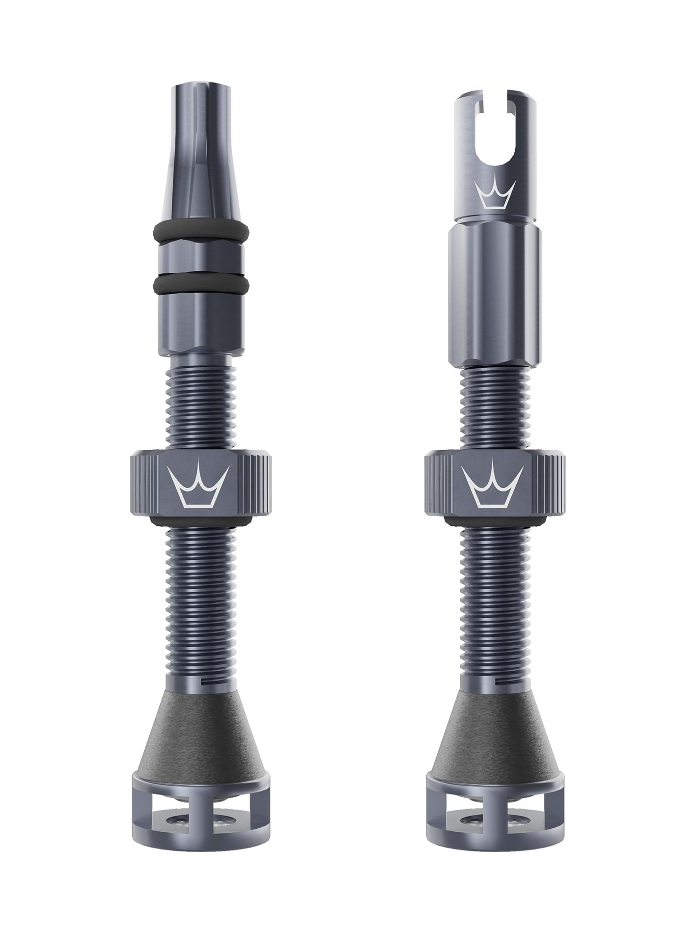 Peaty's Holeshot Fast Flow Tubeless Valves - High Airflow Anti Sealant Clog Design, Fast Tyre Setup, Fully Serviceable 7075 Aluminium, Bike Tyre Valves Compatible with MTB Rim Inserts, 42mm Slate