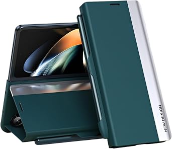 Luxury Electroplated Leather Magnetic Phone Case with Phone Stand and Pen Slot,for Samsung Galaxy Z Fold 2/3/4/5/6/7 Green, Samsung Galaxy Z Fold5