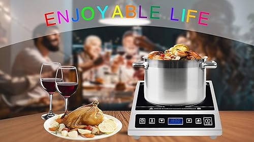 Miniatura 7 de CUISUNYO 1800W Commercial Induction Cooktop Countertop Stove Electric Stove Burner with LCD Screen and ANTI-SKIP SURFACE (120V)