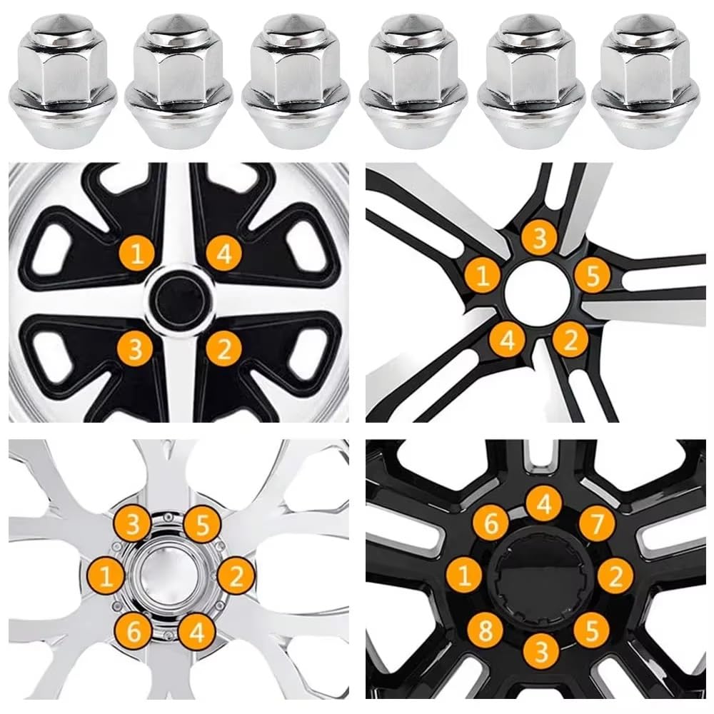 Tornillos de rueda Tuercas de rueda plateadas M12x1.5 19mm Hex 60 grados 1678260(20piece)