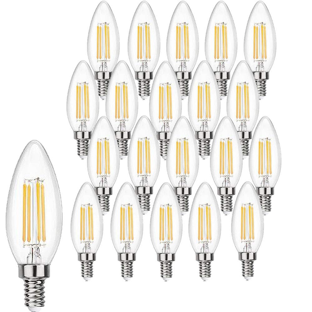 Vintage BANGSHUO 20er E14 E14 LED Kerze Lampen Filamnet C35 400 Lumen Warmweiß 2700K LED Kronleuchter Glühbirnen E14 40W Äquivalent,E14 Filament LED Kerzenlampe E14 Nicht Dimmbar