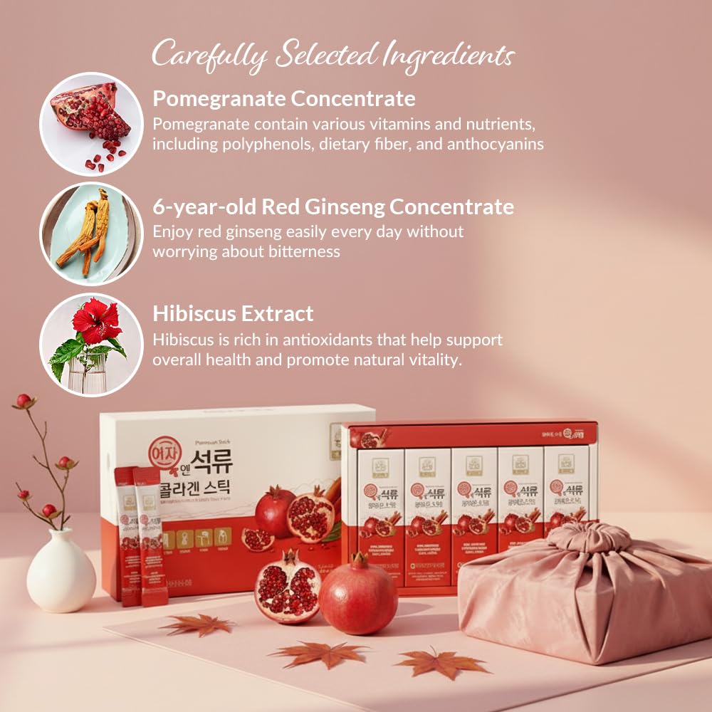 Baekje Korean Beauty Geumsan Women's Pomegranate Collagen Jelly Stick 5.1oz / 30 Count (5 Pack)