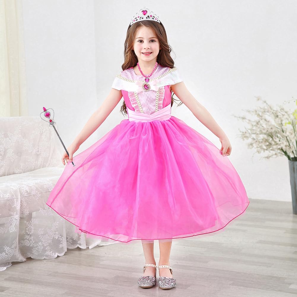 Disfraz de princesa Aurora, accesorios de disfraz para niñas, guantes de aurora, tiara, corona, collar, aretes, pulsera, anillo de princesa, Halloween, cosplay, accesorios de Navidad, juego de regalos 2