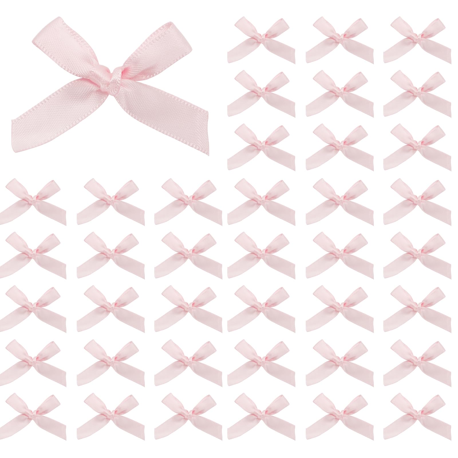 100 Pcs Mini Satin Ribbon Bows for Gift Wrapping, Wedding, Christmas, DIY Craft, Hair Accessories, Party Decoration - Pink