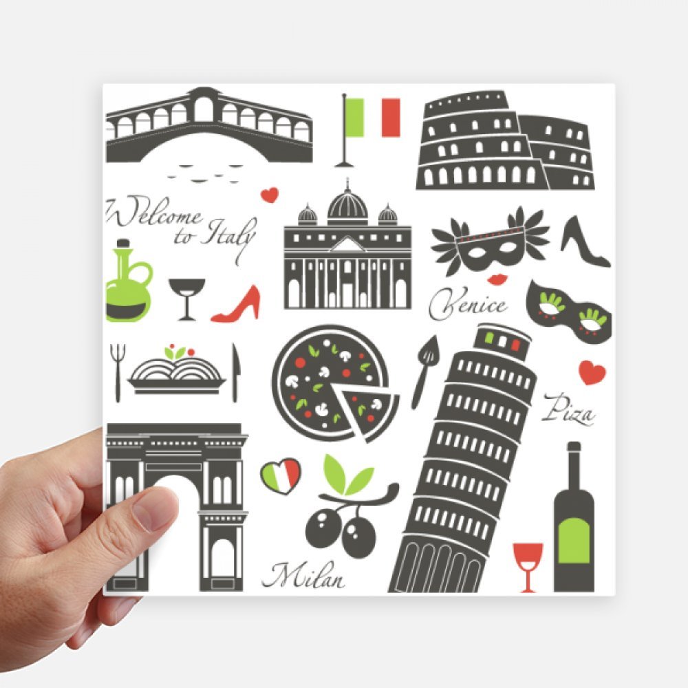 Autocollant carré Italie de 20 cm pour valise et mur